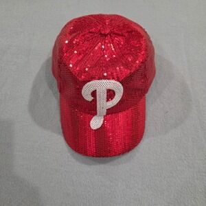 Victoria's Secret PINK Philadelphia Phillies Sequin Hat Red MLB '47 Brand RARE